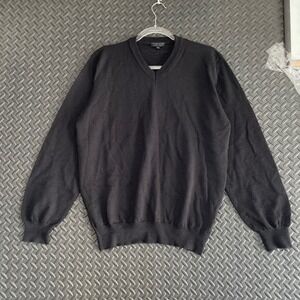 Toscano Made In Italy Black Merino Wool V Neck Pullover Sweater Men's Size Large